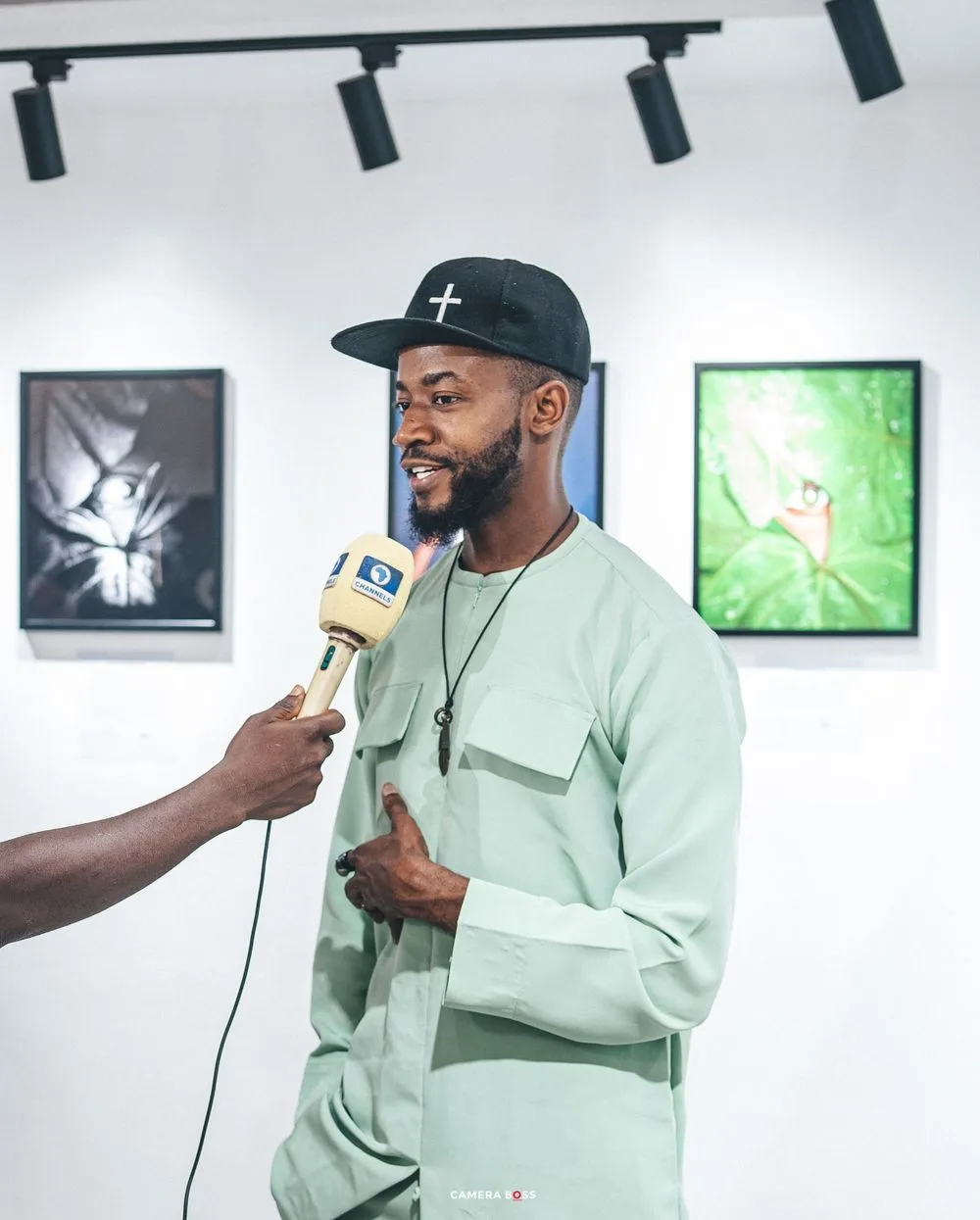 An interview about Aworan inside the Lagos exhibition gallery